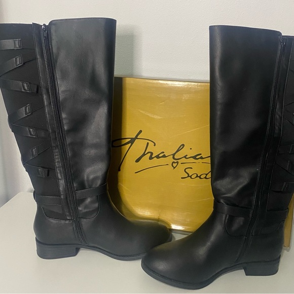 Thalia Sodi Women’s Sz 8.5 Wide Over the Knee Boots Veronikap Black - Picture 3 of 8
